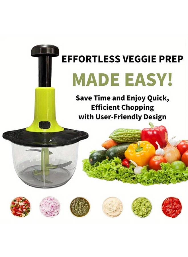 Red Manual Food Processor 50 72oz Stainless Steel Chopper For Vegetables Garlic Meat - Image 2