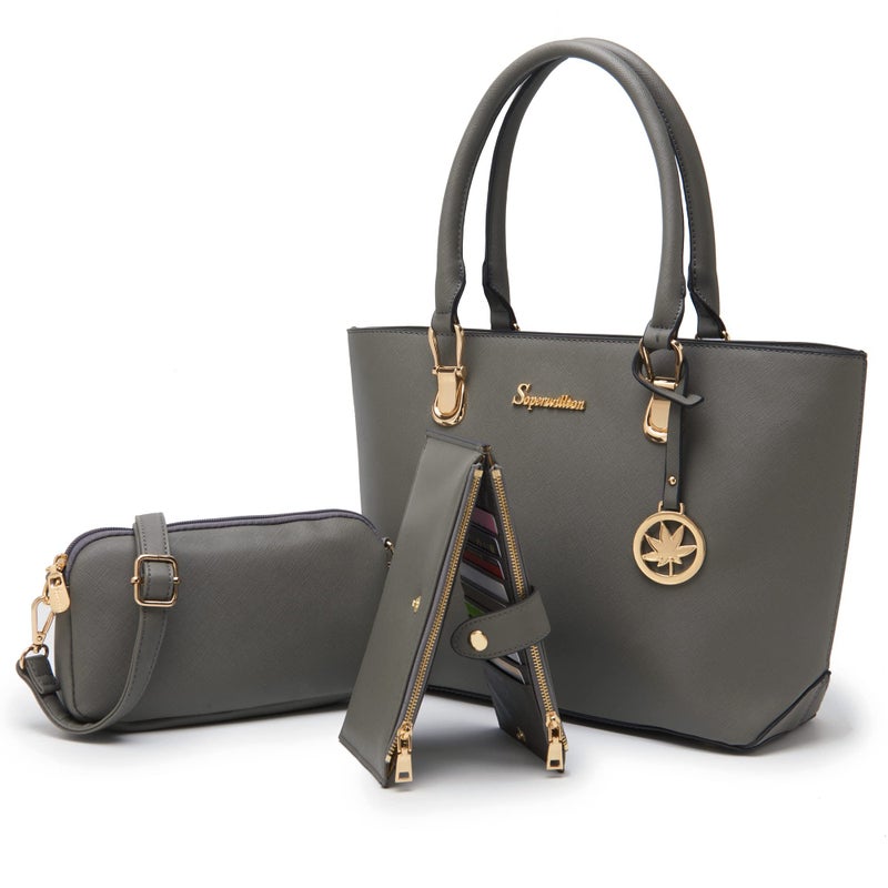 Soperwillton Women Handbags Wallet Tote Bag Shoulder Bag Top Handle Satchel 3pcs Purse Set - Image 1