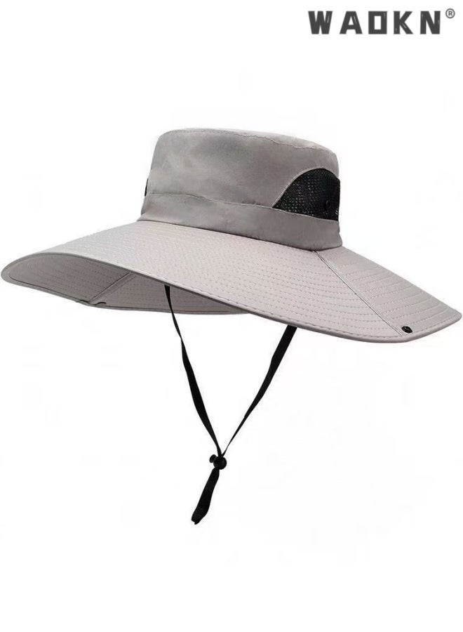 WAOKN Wide Brim Sun Bucket Hat, Waterproof Boonie Hat for Men & Women ,ufp 50+ uv Protection, Adjustable & Breathable, Foldable & Durable for Fishing Hiking Garden Beach,Foldable outdoor quick drying sun protection hat,grey. - Image 1
