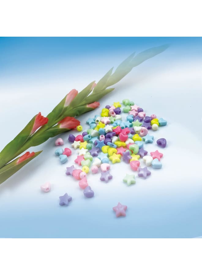 500 Pastel Acrylic Heart Beads Star Beads Round Beads Colorful Assorted Mixed Shape Pony Beads DIY Jewelry Craft Making Necklace Rainbow Bracelet Large Hole Beads - Image 3