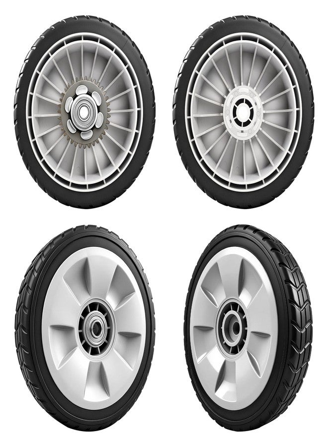 KMHGD 4 Pack Lawn Mower Drive Wheels, 2 Front Wheels 44710-VL0-L02ZB, 2 Back Wheels 42710-VE2-M02ZE, Fit for Honda HRR216 HRS216 HRT216 etc Lawn Mower - Image 1