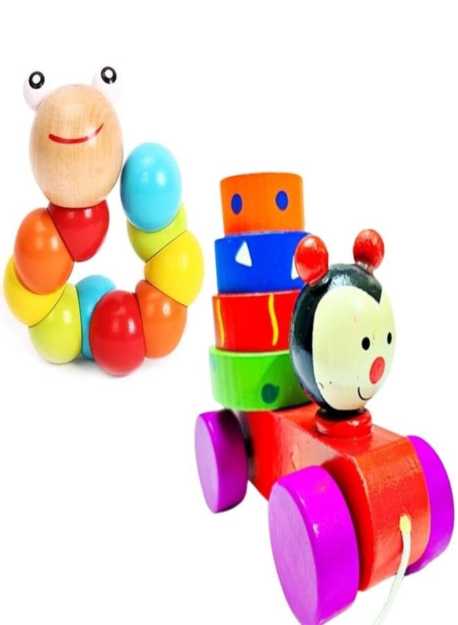 SubiMouIQ Baby Activities 6 to 12 Months, 12-18 Months, 3-6 Months Developmental, Tummy Time Crawling Toys - Infant - Caterpillar Twisting Baby Boy and Girl ((Rainbow) (Caterpillar Twist+Stacker car) - Image 1