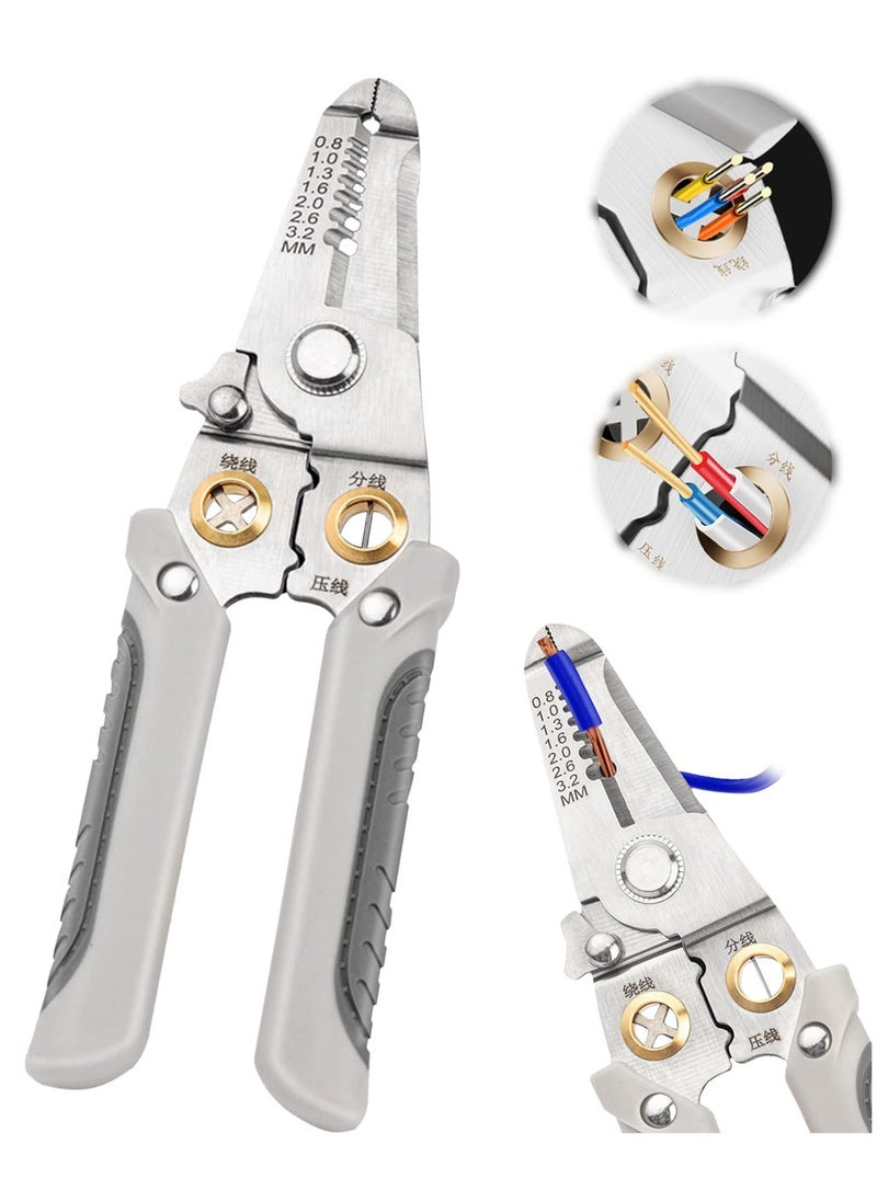 Generic Multifunction Wire Stripper, 6 in 1 Special Wire Stripper Tool for Electrician, Stainless Steel Wire Stripper, Multifunction Wire Pliers for Stripping Cutting Electric Cable Stripper Crimping  - Image 1