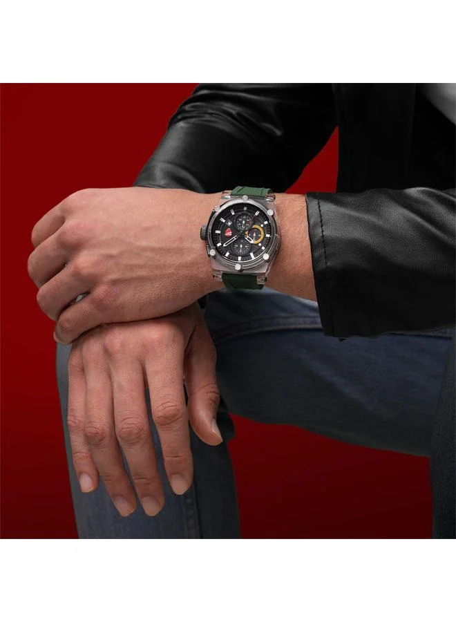 Ducati Green DT010 Green Dial Green Silicone Strap Chronograph Watch for Men - 56mm for Men | Best Price UAE