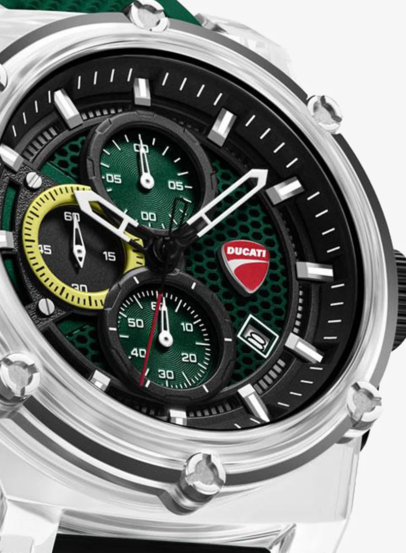 Ducati Green DT010 Green Dial Green Silicone Strap Chronograph Watch for Men - 56mm for Men | Best Price UAE