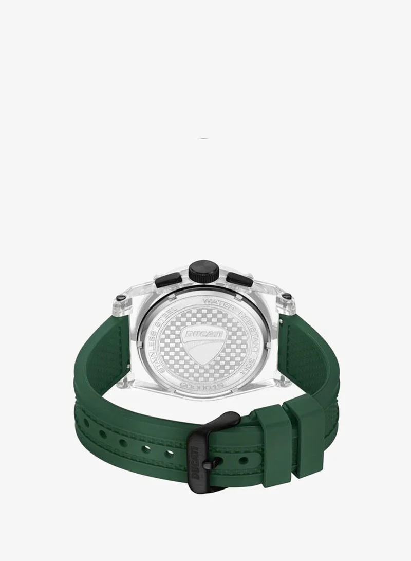 Ducati Green DT010 Green Dial Green Silicone Strap Chronograph Watch for Men - 56mm for Men | Best Price UAE