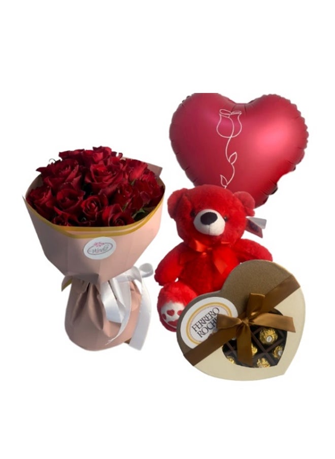 wardi 15 Red Roses Combo 3 