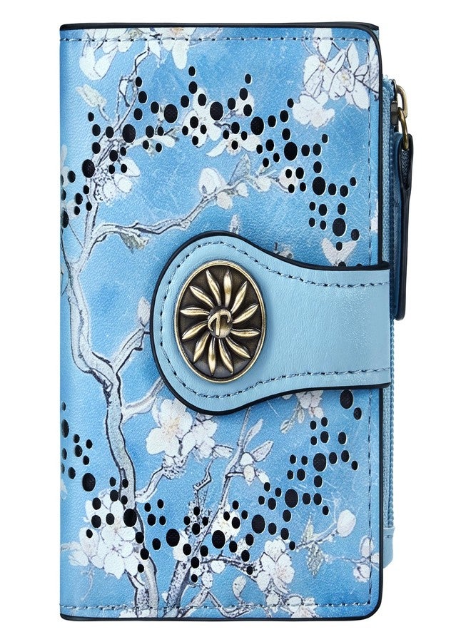 Tipmile Small Wallet Women Bifold RFID Blocking Card Holder Leather Wallets with Zipper Coin Pocket, Classic Floral, Casual - Image 1