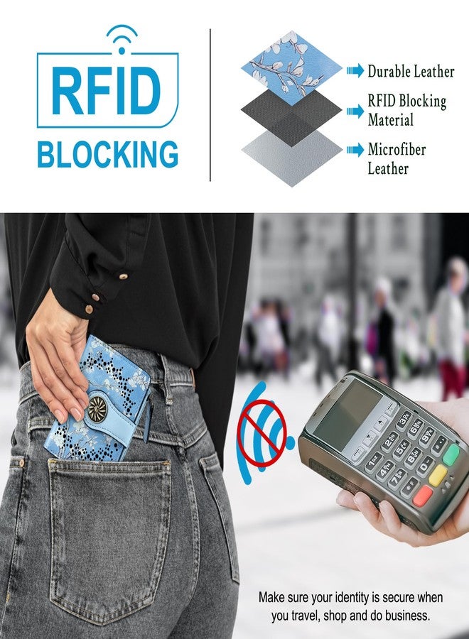 Tipmile Small Wallet Women Bifold RFID Blocking Card Holder Leather Wallets with Zipper Coin Pocket, Classic Floral, Casual - Image 3