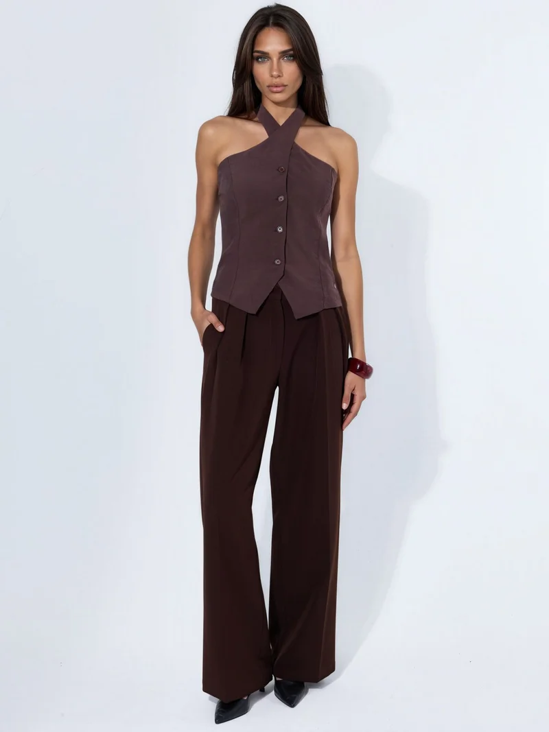 هيكاب Modal Blend Halter Tie Fitted Vest