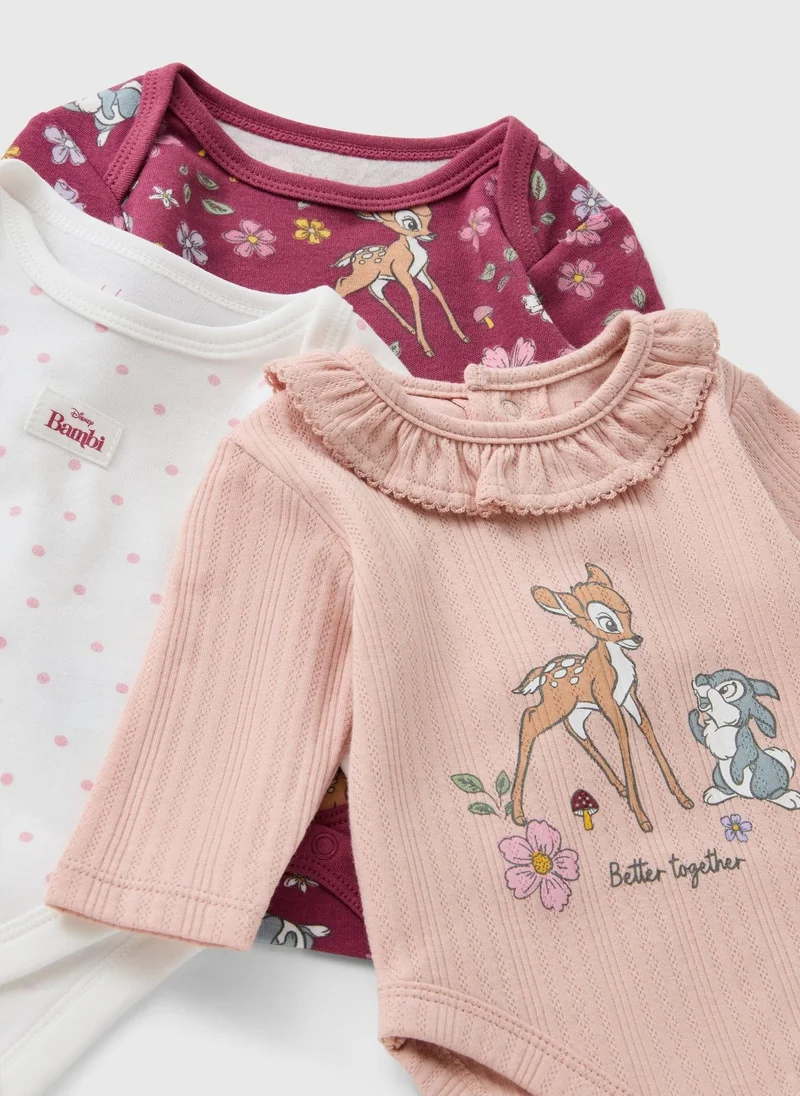 ماتلان Disney 3 Pack Baby Pink Bambi Bodysuits