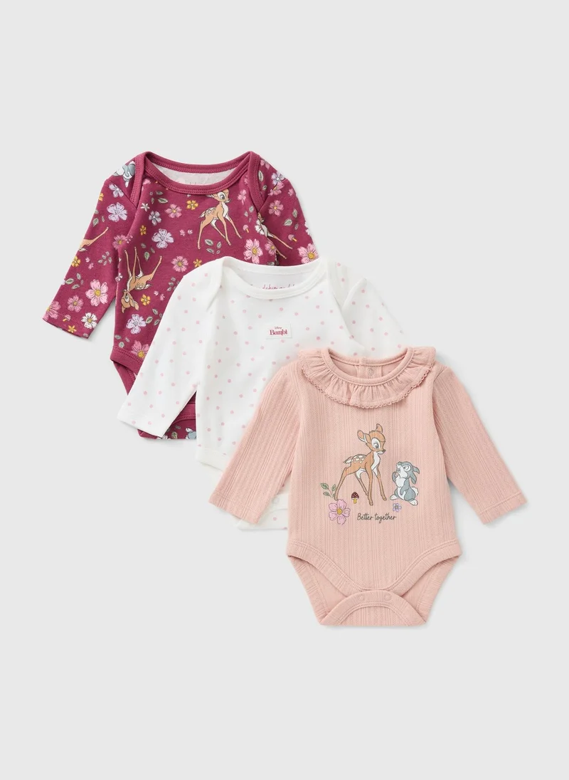 ماتلان Disney 3 Pack Baby Pink Bambi Bodysuits