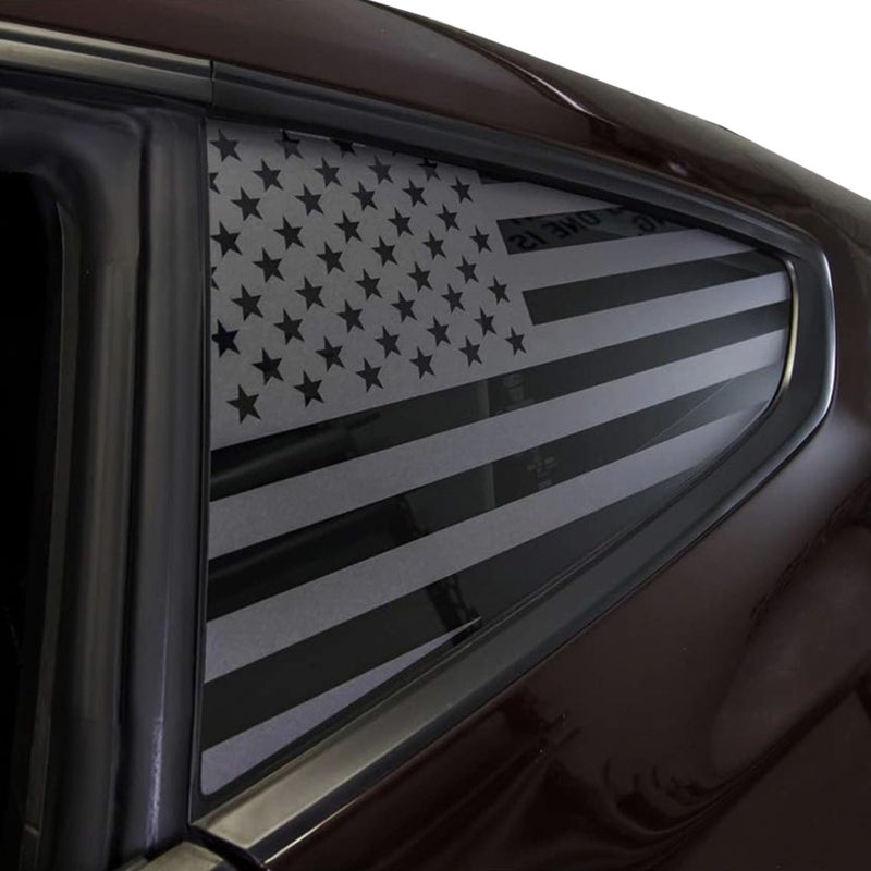 Zxiaochun 2PCS Rear Window American Flag Decals for Car SUV Trucks, Universal Back Side Window USA Flag Vinyl Sticker, Comes with Installation Tools, Matte Black (29" x 16") - Image 1