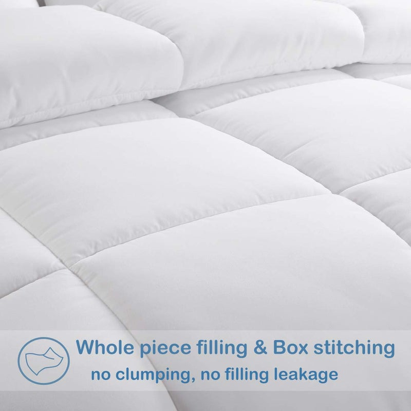 EASELAND Oversized King Down Alternative Comforter - Quilted Duvet Insert for All Seasons, Soft Lightweight with Corner Tabs, Summer Winter Warm Bedding, White 98x116 Inches - Image 3