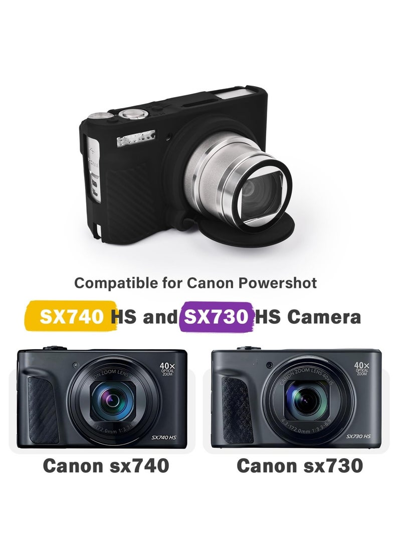 Generic Camera Case for Canon SX730 SX740 Soft Silicone Case PowerShot Anti-Scratch Slim Lightweight Protective Case for SX740/SX730 HS Camera (Black)  - Image 2