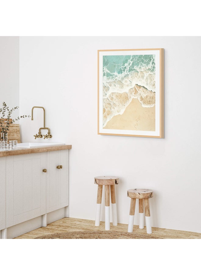 Art Decor Framed Fine Art of Ocean Beach Waves Portrait Pastel Aesthetic Coastal Print with Matt Board Wall Décor for Living Room Bedroom Home Office Hotel Gifting - Image 2