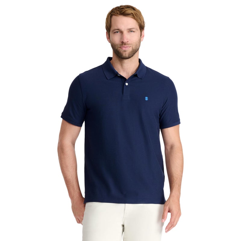 IZOD Men's Regular Fit Advantage Performance Short Sleeve Solid Polo, Peacoat, Small - Image 4