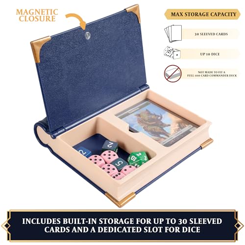 lynx MTG Commander EDH Command Zone/Tray for Magic The Gathering -with Damage, Cast & Life Counters. Storage for Dice & Card Tokens Inside (This is Not A Commander Deck Box!) - MTG Accessories Gift (Blue) - Image 3