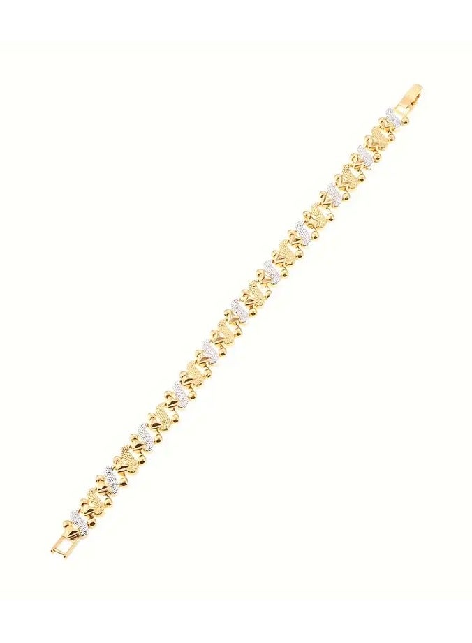 Goolsky Elegant 24K Golden Plated Heart Charm Bracelet – Boho Style Alloy Jewelry for Women, Daily Wear, African Dubai Inspired Gift, All Season Accessory - Image 2