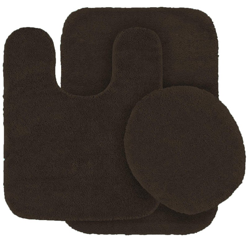 Kids Zone Home Linen 3 pc Solid Color ChocolateBrown Bathroom Rug Set Bath Mats Super Soft Anti Slip Soft Mats New 