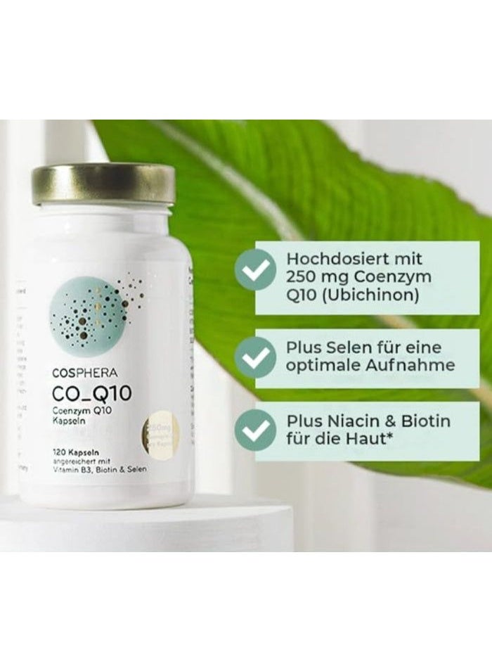 كوسفيرا Coenzyme Q10 250 mg – 120 كبسولة نباتية دعم للبشرة، مضاد للشيخوخة، صحة القلب والأوعية الدموية، وظائف الأعصاب، والجهاز المناعي صُنع في ألمانيا - Image 3