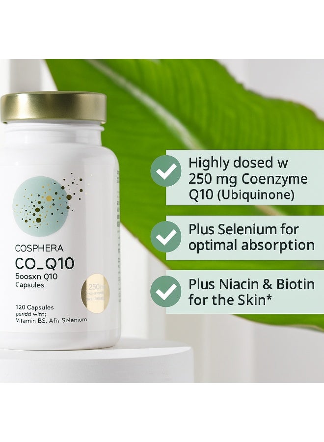 كوسفيرا Coenzyme Q10 250 mg – 120 كبسولة نباتية دعم للبشرة، مضاد للشيخوخة، صحة القلب والأوعية الدموية، وظائف الأعصاب، والجهاز المناعي صُنع في ألمانيا - Image 4