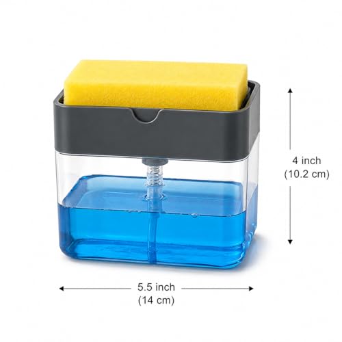 VYOOx 2 in 1 Soap Dispenser with Sponge Holder for Kitchen Sink | Liquid Soap Pump Dispenser with Sponge Caddy | Dish Wash Soap Container for Home Kitchen Bathroom - Image 2