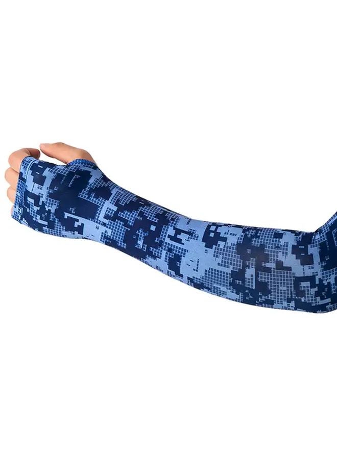 2pcs Blue Camouflage Sports Arm Sleeves Moisture Wicking Sun Protection - Image 1