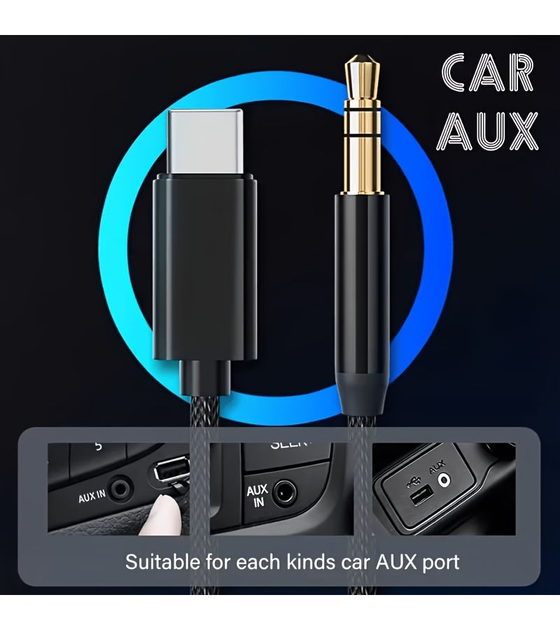 كابل USB-C إلى 3.5 ملم للصوت بطول 39.37 بوصة، لسماعات السيارة وبطاقة الصوت والبث المباشر - Image 5