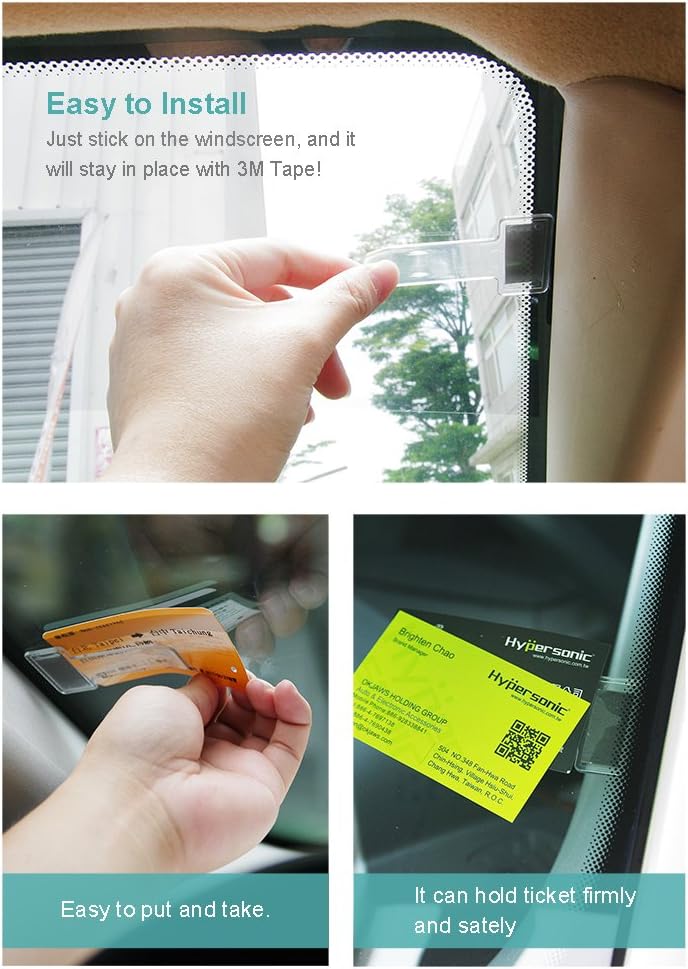 Hypersonic Car Windshield Parking Tickets Holder Transparent Auto Accessories Clip 2PCS - Image 4