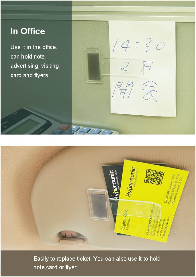 Hypersonic Car Windshield Parking Tickets Holder Transparent Auto Accessories Clip 2PCS - Image 5