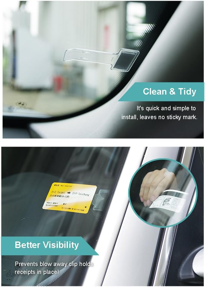 Hypersonic Car Windshield Parking Tickets Holder Transparent Auto Accessories Clip 2PCS - Image 3