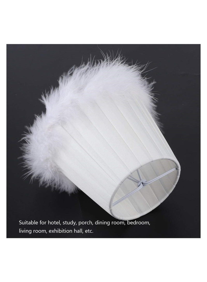 Captaintech Feather Lamp Shade, Small Clip Lamp Shade, Modern Lampshade Fabric Lampshade with Feather, White Cloth Small Lampshade for Table Chandelier Wall Lamp, 3.3x4.7x4.3inch - Image 2