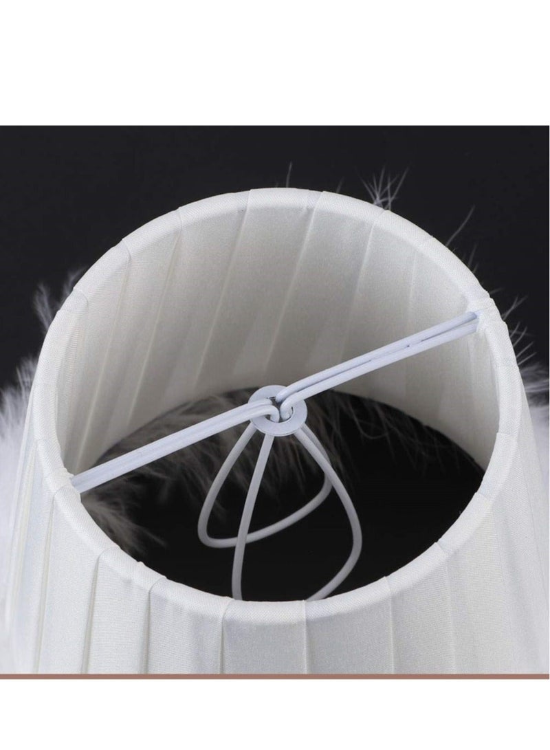 Captaintech Feather Lamp Shade, Small Clip Lamp Shade, Modern Lampshade Fabric Lampshade with Feather, White Cloth Small Lampshade for Table Chandelier Wall Lamp, 3.3x4.7x4.3inch - Image 5