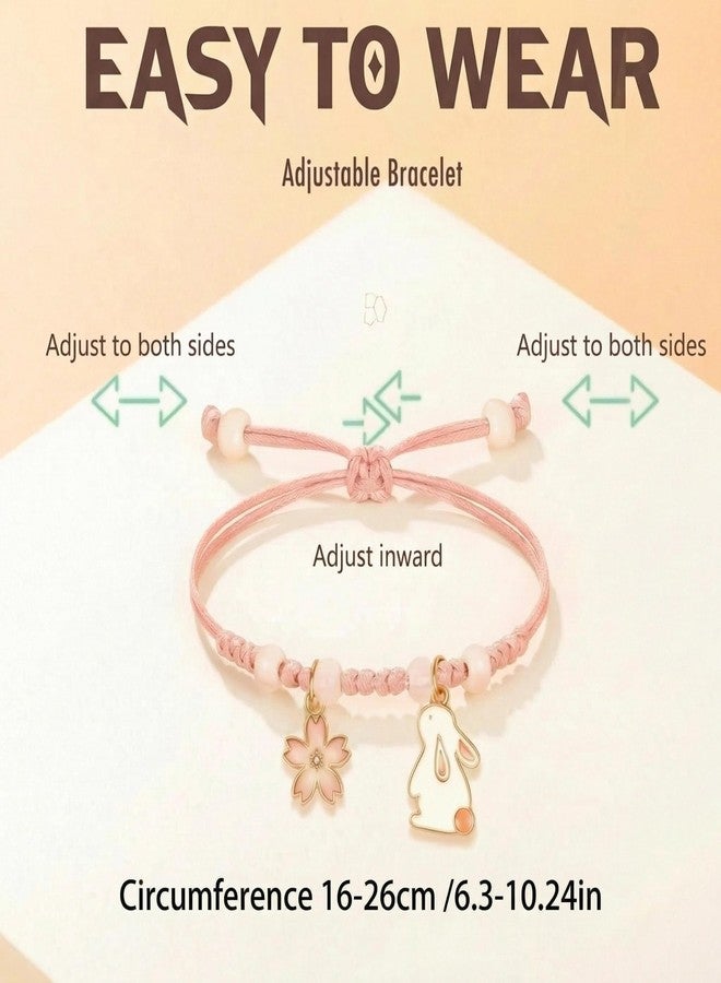 Krfapt Easter Basket Stuffers, 3 Pcs Adjustable Bunny Charm Bracelets with Card, Holiday Gifts for Girls Women Teens, Cute Bunny Jewelry & Basket Fillers - Image 3