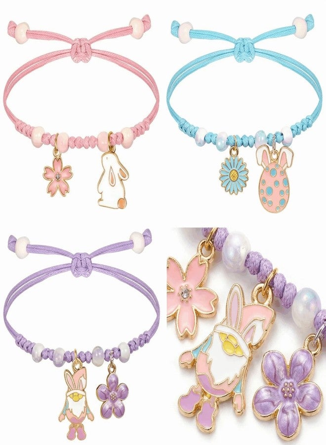 Krfapt Easter Basket Stuffers, 3 Pcs Adjustable Bunny Charm Bracelets with Card, Holiday Gifts for Girls Women Teens, Cute Bunny Jewelry & Basket Fillers - Image 4