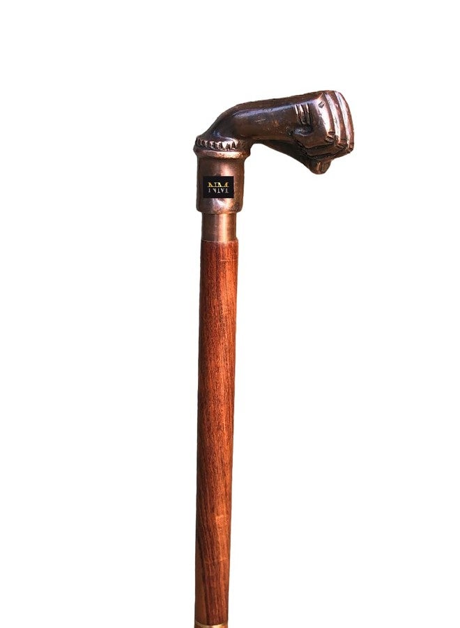 NauticalMart Brass Walking Cane - Handmade Fisted Handle Foldable Steampunk Walking Stick, Copper Antique Finish - Image 1