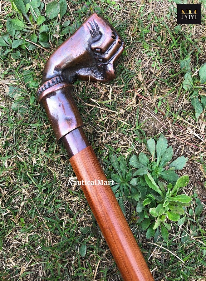 NauticalMart Brass Walking Cane - Handmade Fisted Handle Foldable Steampunk Walking Stick, Copper Antique Finish - Image 4