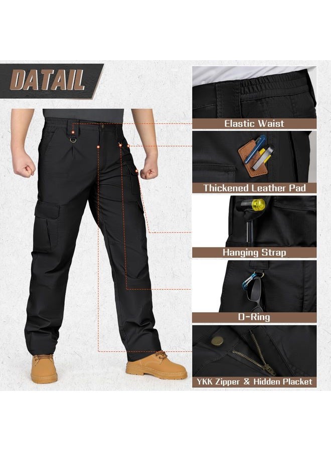 IGOLUMON Men's StretchTactical Pants, Breathable Ripstop Cargo Pants, Outdoor Lightweight EDC Work Hiking Pants, Durable Casual Trousers Black - Image 5