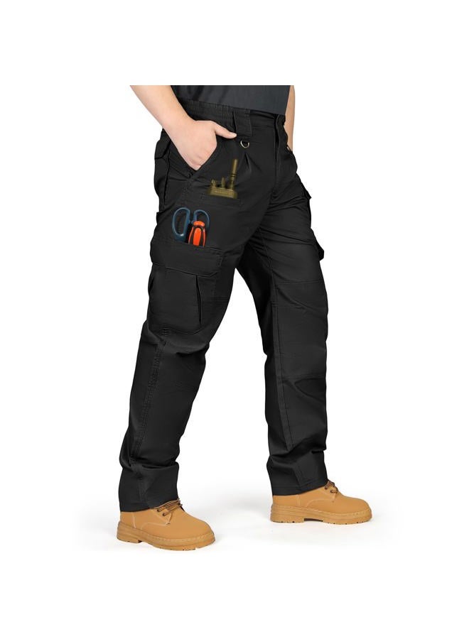 IGOLUMON Men's StretchTactical Pants, Breathable Ripstop Cargo Pants, Outdoor Lightweight EDC Work Hiking Pants, Durable Casual Trousers Black - Image 1