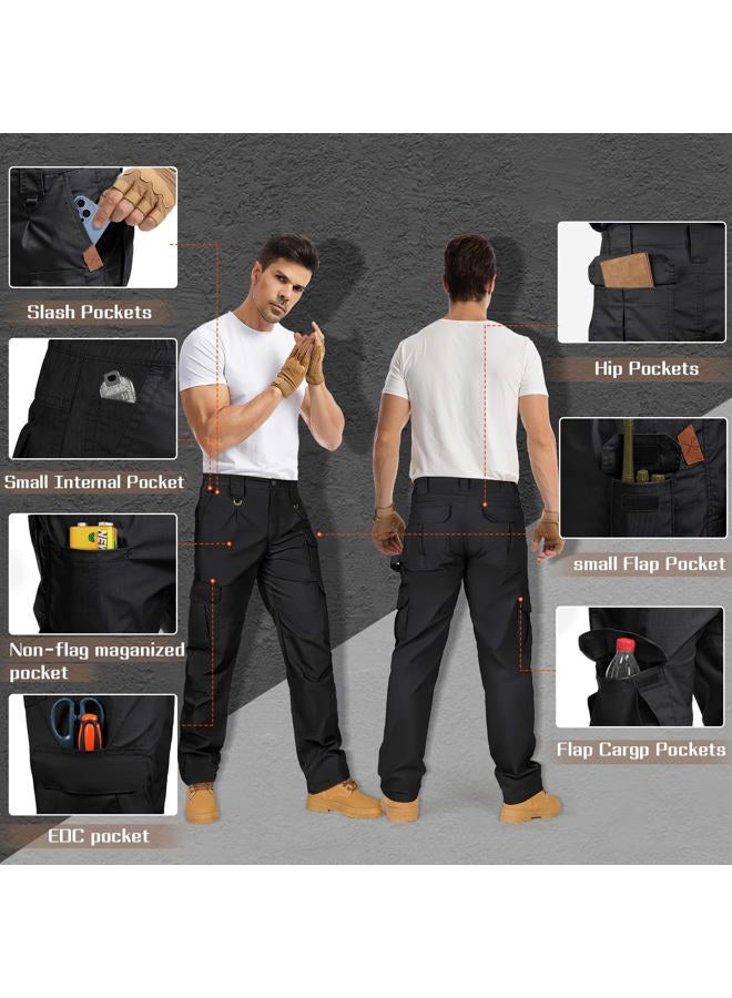 IGOLUMON Men's StretchTactical Pants, Breathable Ripstop Cargo Pants, Outdoor Lightweight EDC Work Hiking Pants, Durable Casual Trousers Black - Image 4