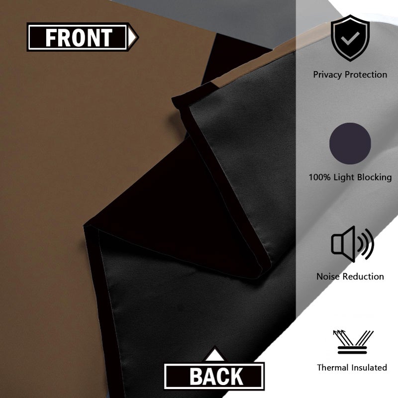 Tyrot Brown 100% Blackout Curtains for Bedroom 63 inch Long 2 Panels Set Black White Gray Modern Abstract Geometric Black Out Curtains Insulated Room Darkening Window Drapes for Living Room, 52Wx63L - Image 5