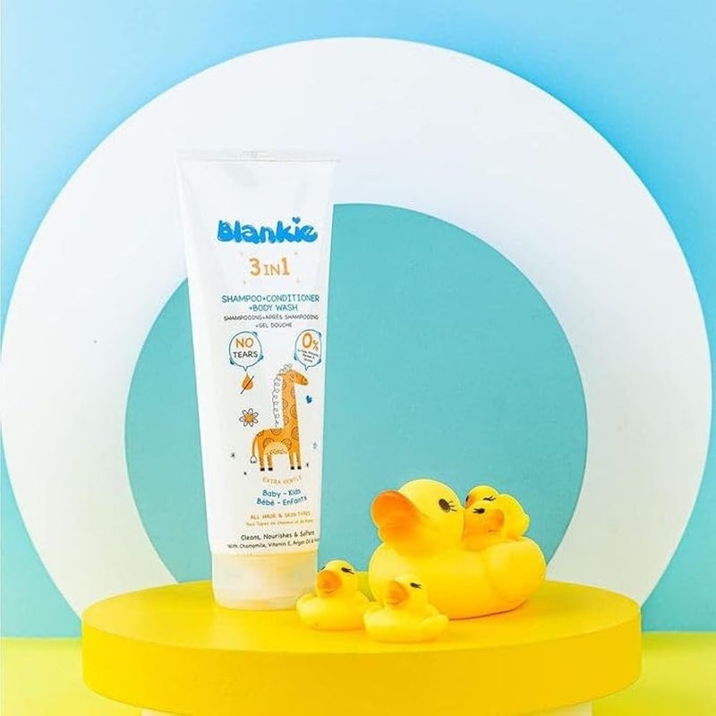 "BLANKEY" Shampoo + Conditioner + Baby Body Wash 3 in 1 – Soft Formula Infused with Chamomile & Argan Oil – Tear-Free & Sulfate & Paraben Free – 200ml - Image 2