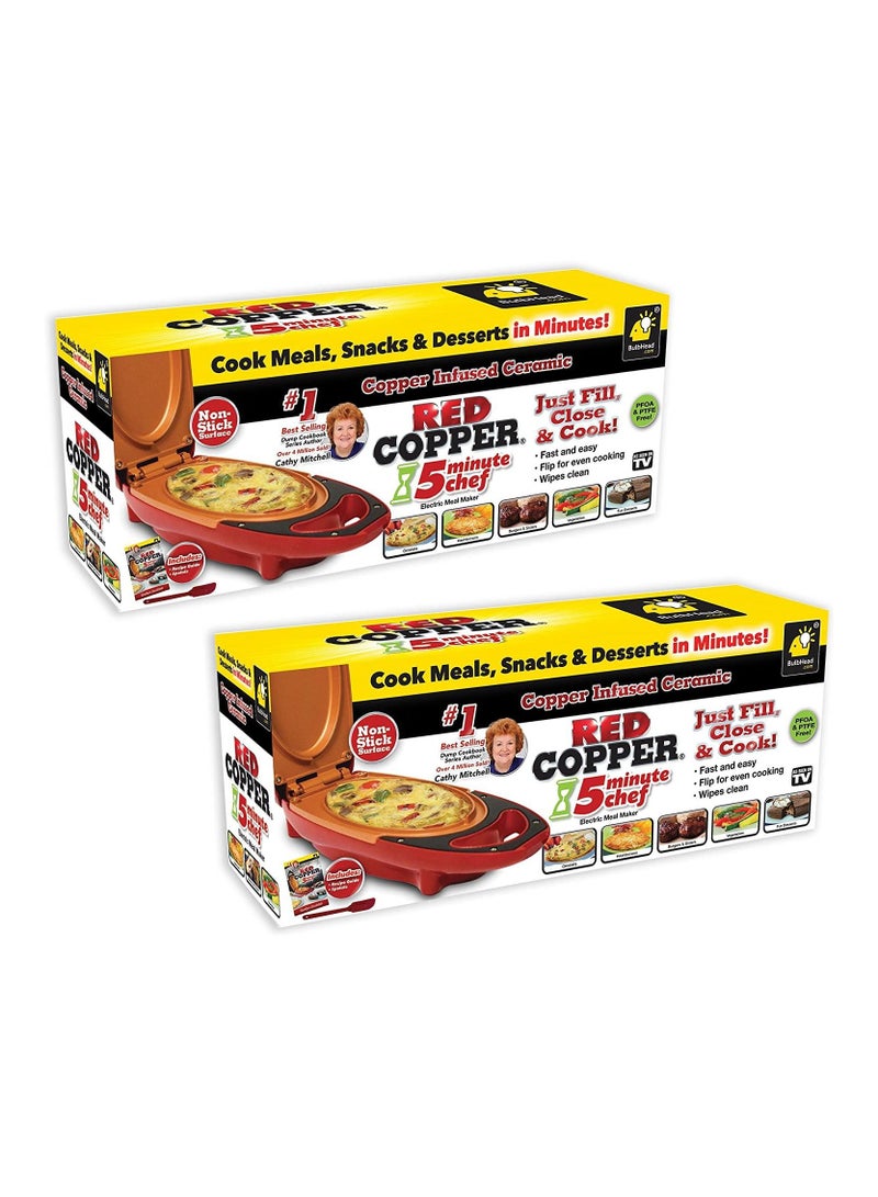 Red Copper Red Copper 5 Minute Chef Double-Sided Copper-Infused Grill Pan with Non-Stick Anti-Scratch Surface for Making Delicious Omelet (Red)  - Image 4