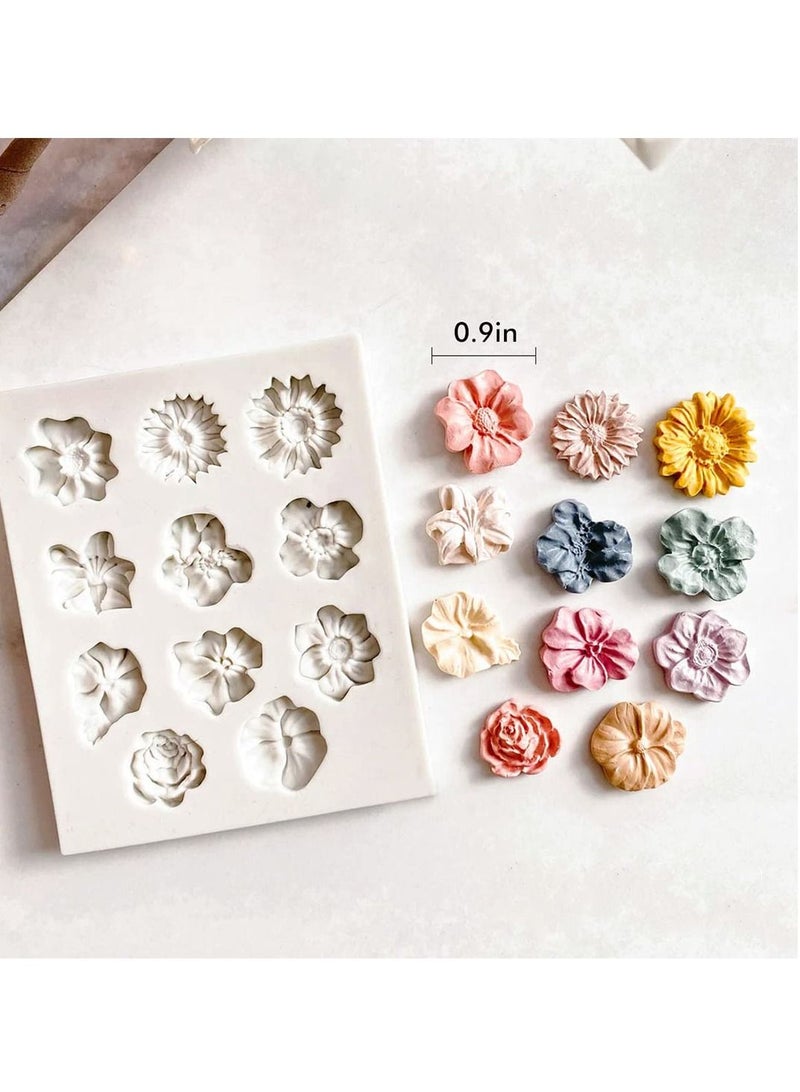 NIBEMINENT Flower Clay Molds, Daisy Rose Sunflower Polymer Molds for Jewelry Making, Different Size Flowers Silicone Earring Making  - Image 3
