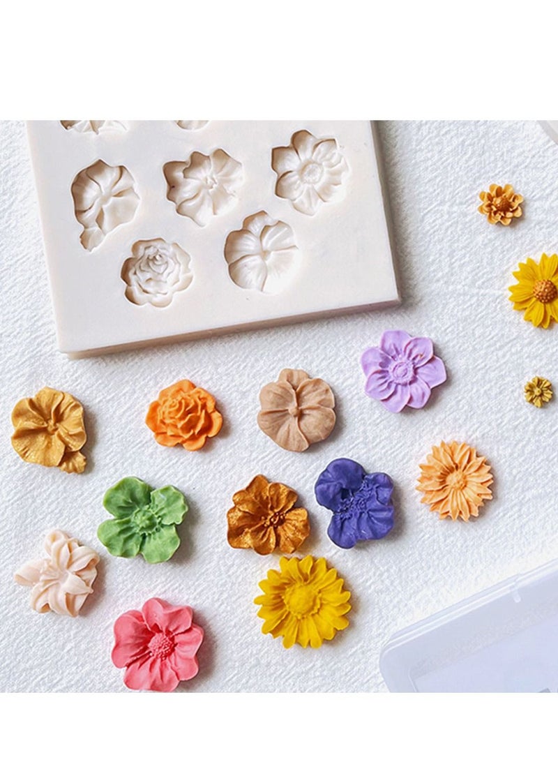 NIBEMINENT Flower Clay Molds, Daisy Rose Sunflower Polymer Molds for Jewelry Making, Different Size Flowers Silicone Earring Making  - Image 5