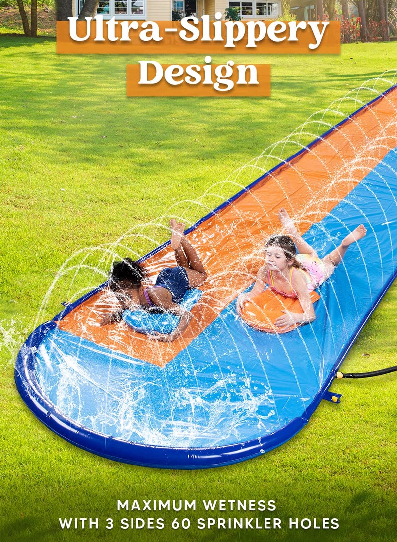 Sloosh 22.5FT Double Water Slides, Heavy Duty Lawn Slide with Sprinkler and 2 Inflatable Boards Backyard Yard Lawn Summer Outdoor Water Toy for Kids Adults - Image 5