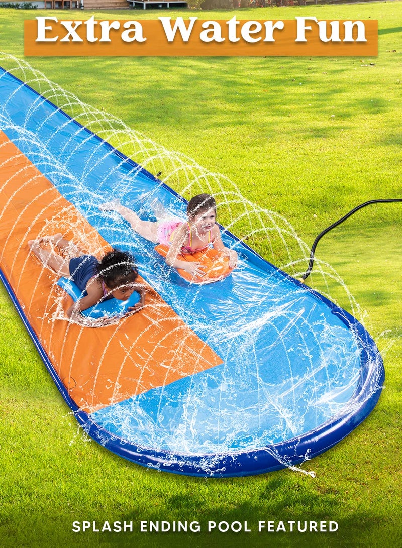 Sloosh 22.5FT Double Water Slides, Heavy Duty Lawn Slide with Sprinkler and 2 Inflatable Boards Backyard Yard Lawn Summer Outdoor Water Toy for Kids Adults - Image 4