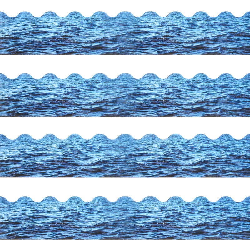 72 Feet Ocean Waves Bulletin Board Borders Under The Sea Scalloped Border Trim Paper Blue Ocean Theme Borders Beach Classroom Decoration for Summer Boho Back to School Theme Party Classroom Decor