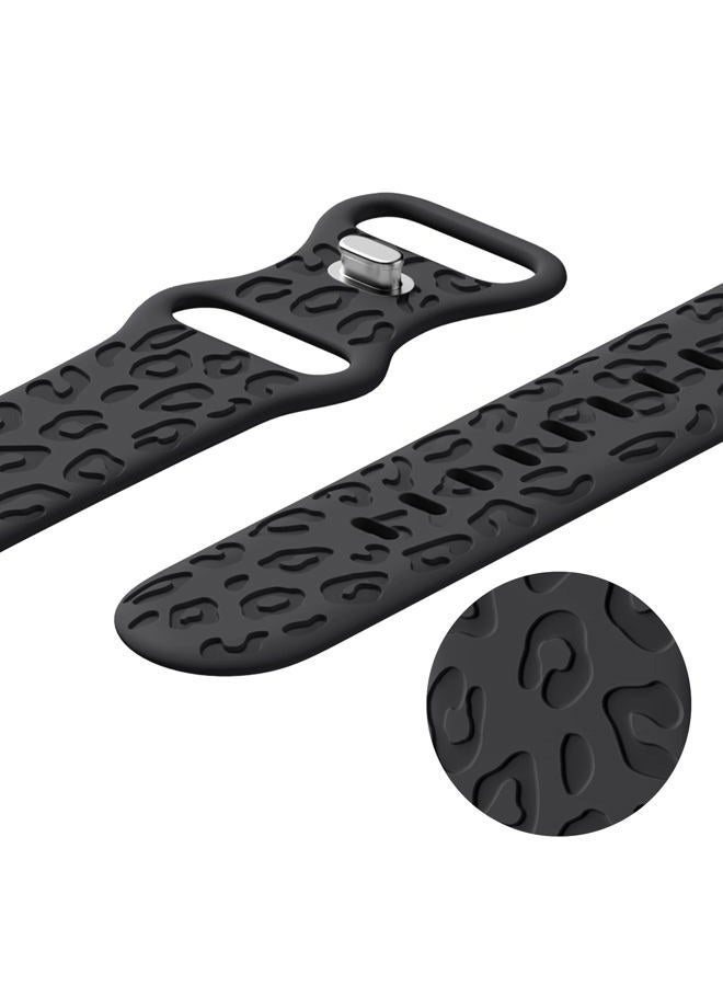 IKANFI 2Pack Leopard Engraved Bands Compatible with Apple Watch Band 41mm 40mm 38mm Women, Silicone Cheetah Sport Strap for iWatch Series SE 10 9 8 7 6 5 4 3 2 1,Ultra-BKMT-38 - Image 5